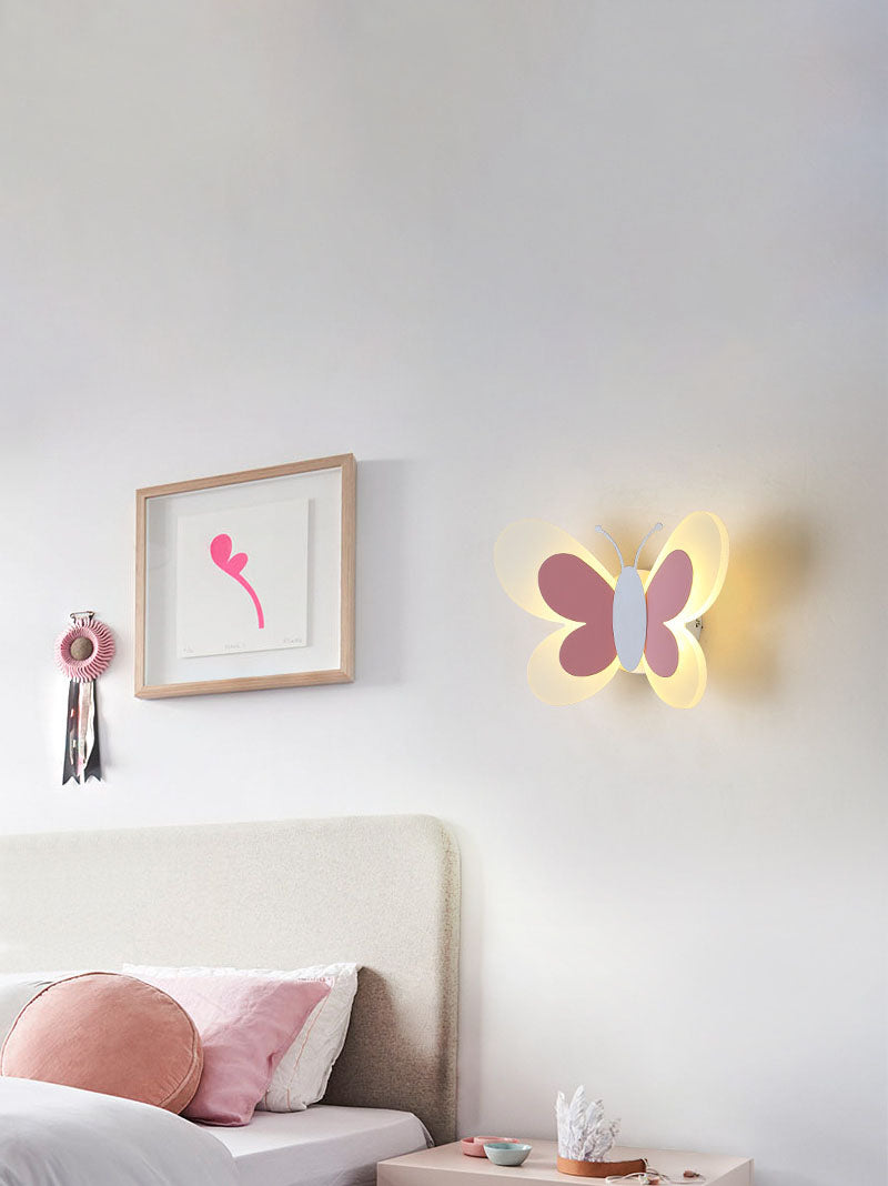 Cartoon Acrylic Wall Lighting 1-Light Butterfly Sconce Light for Children's Room