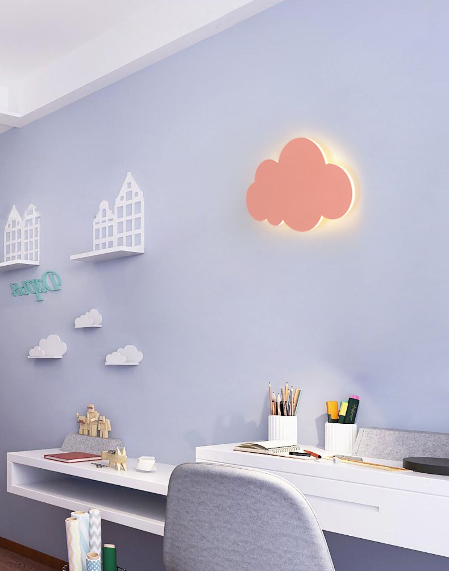 Bambini nuvol ombra a parete montata in ferro battuto con le luci delle pareti per la stanza dei bambini