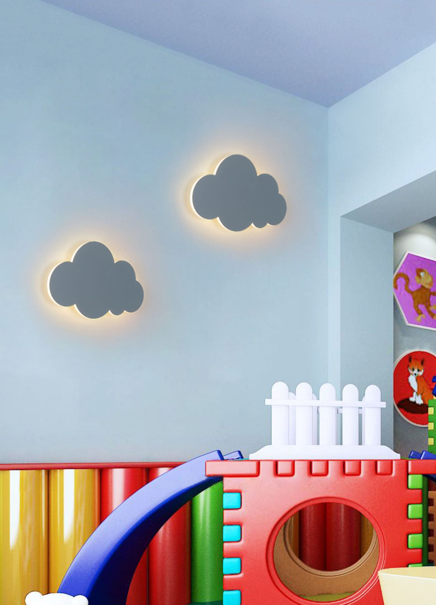 Bambini nuvol ombra a parete montata in ferro battuto con le luci delle pareti per la stanza dei bambini
