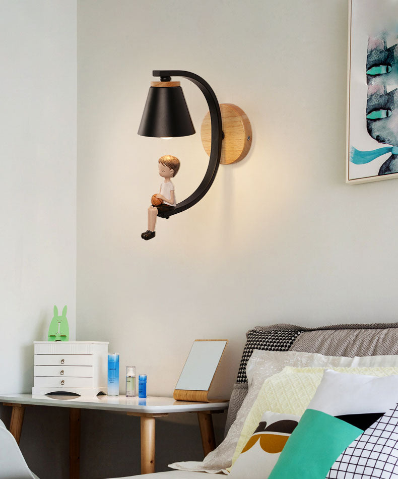 Resin Cartoon Modern 1-light LED Wall Light Armed Wall Sconce for Children's Room