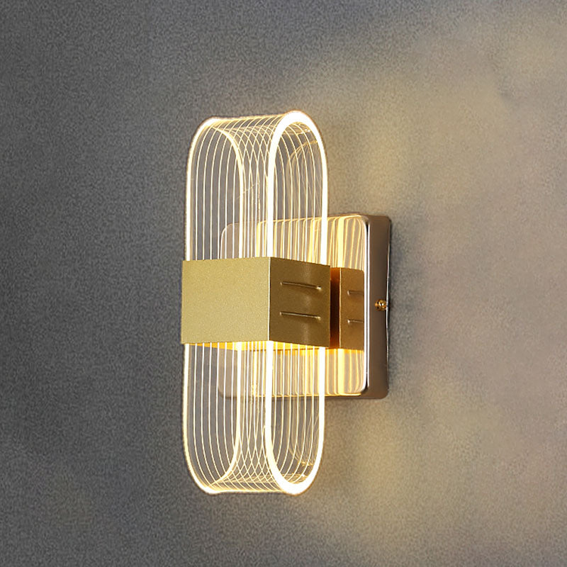 Zeitgenössische LED -Wandleuchter ovales Aluminiumwandmontage Licht für Schlafzimmer