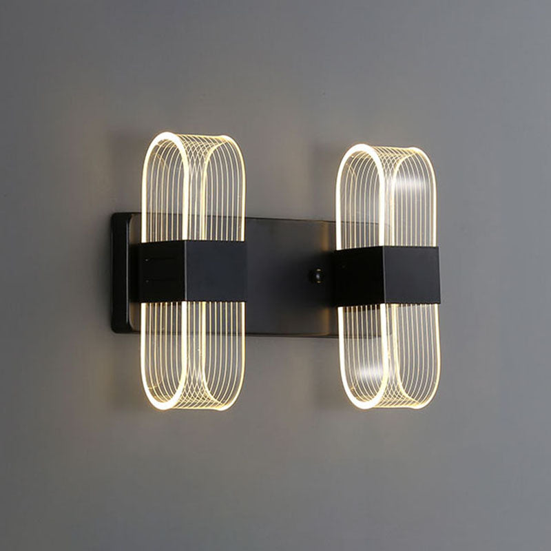 Zeitgenössische LED -Wandleuchter ovales Aluminiumwandmontage Licht für Schlafzimmer