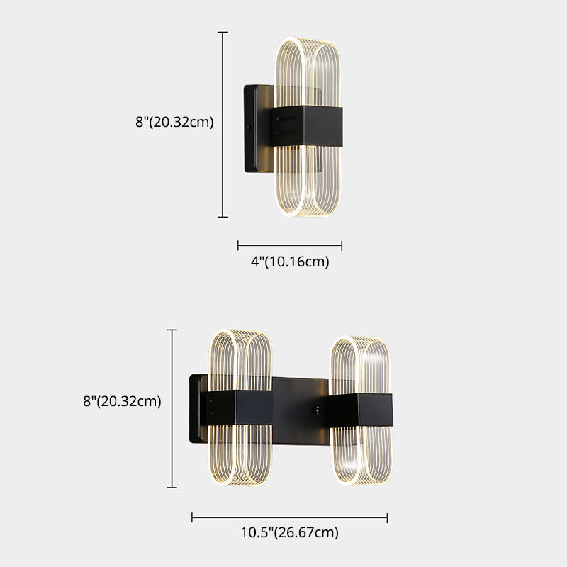 Zeitgenössische LED -Wandleuchter ovales Aluminiumwandmontage Licht für Schlafzimmer