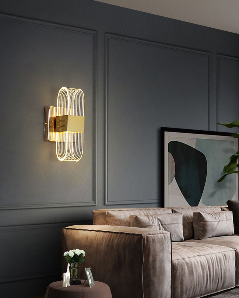 Zeitgenössische LED -Wandleuchter ovales Aluminiumwandmontage Licht für Schlafzimmer