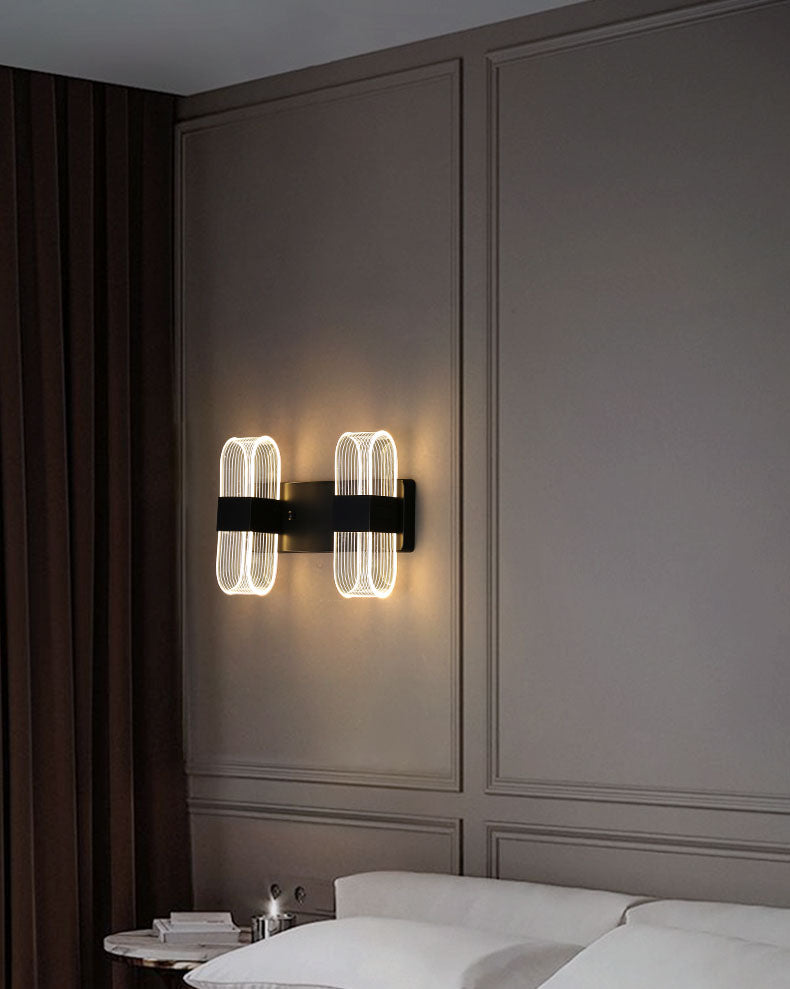 Zeitgenössische LED -Wandleuchter ovales Aluminiumwandmontage Licht für Schlafzimmer