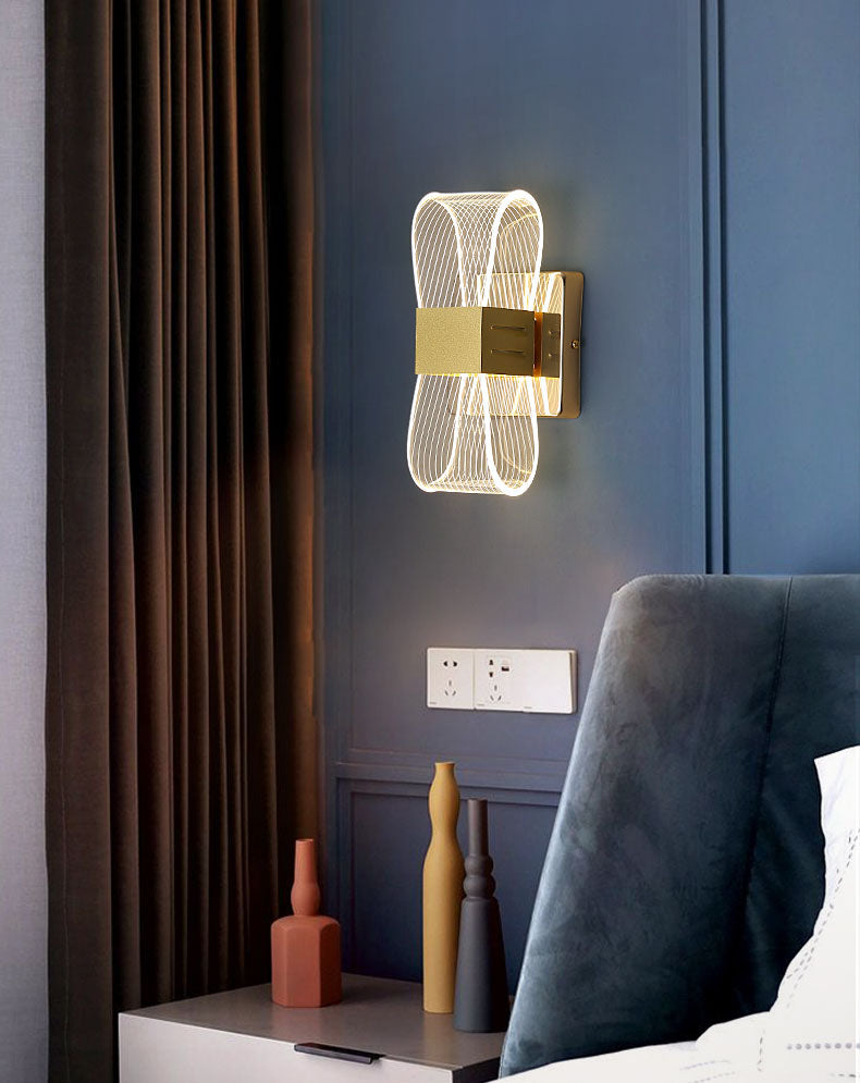 Zeitgenössische LED -Wandleuchter ovales Aluminiumwandmontage Licht für Schlafzimmer