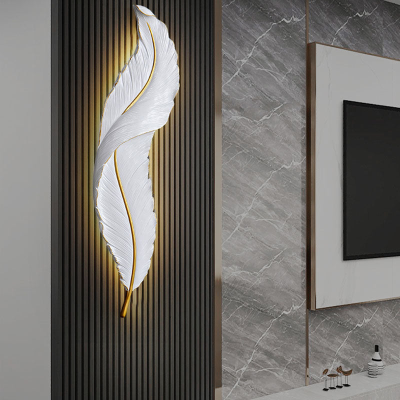 Lámpara de pared contemporánea de pared de resina de plumas de 1 luces para sala de estar para sala de estar