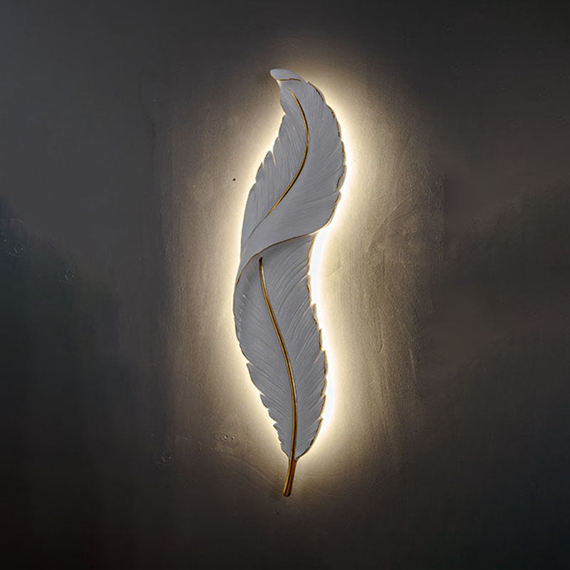 Lámpara de pared contemporánea de pared de resina de plumas de 1 luces para sala de estar para sala de estar