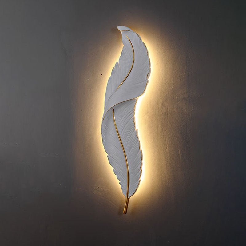 Lámpara de pared contemporánea de pared de resina de plumas de 1 luces para sala de estar para sala de estar