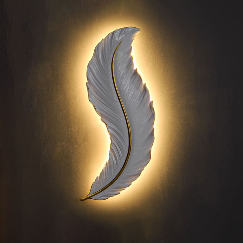 Lámpara de pared contemporánea de pared de resina de plumas de 1 luces para sala de estar para sala de estar