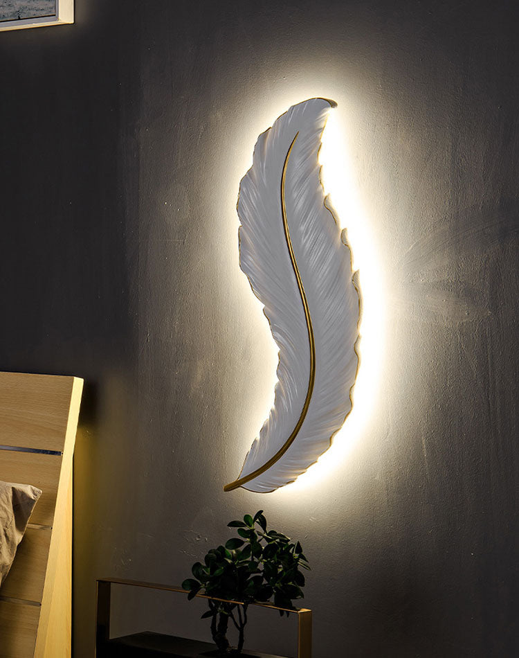 Lámpara de pared contemporánea de pared de resina de plumas de 1 luces para sala de estar para sala de estar