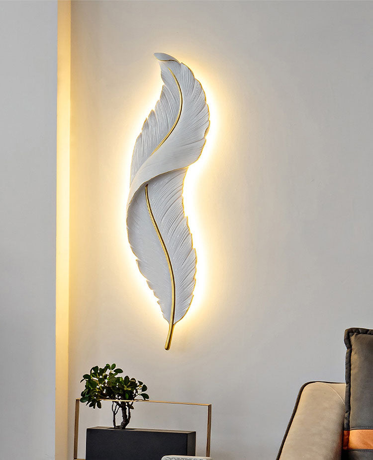 Lámpara de pared contemporánea de pared de resina de plumas de 1 luces para sala de estar para sala de estar