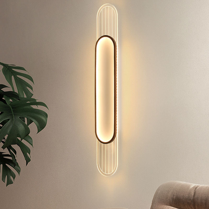 Houten eigentijdse muur sconce 1-licht ovale wand gemonteerde verlichting voor slaapkamer