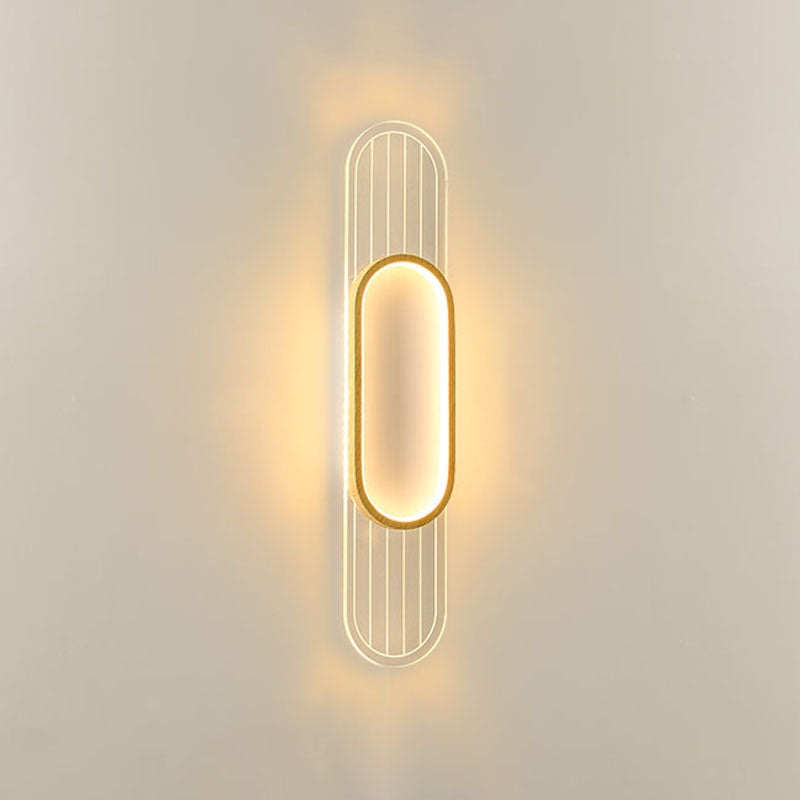 Houten eigentijdse muur sconce 1-licht ovale wand gemonteerde verlichting voor slaapkamer