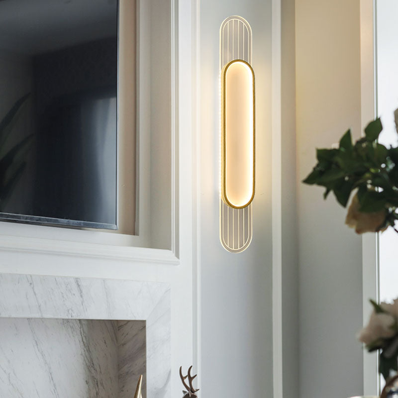 Houten eigentijdse muur sconce 1-licht ovale wand gemonteerde verlichting voor slaapkamer