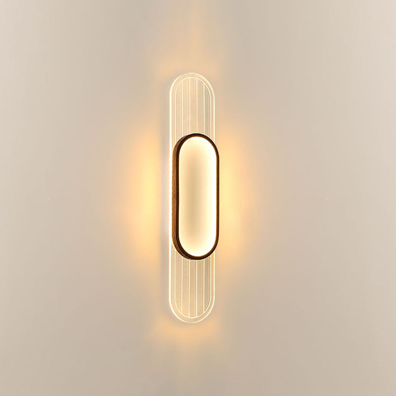 Houten eigentijdse muur sconce 1-licht ovale wand gemonteerde verlichting voor slaapkamer