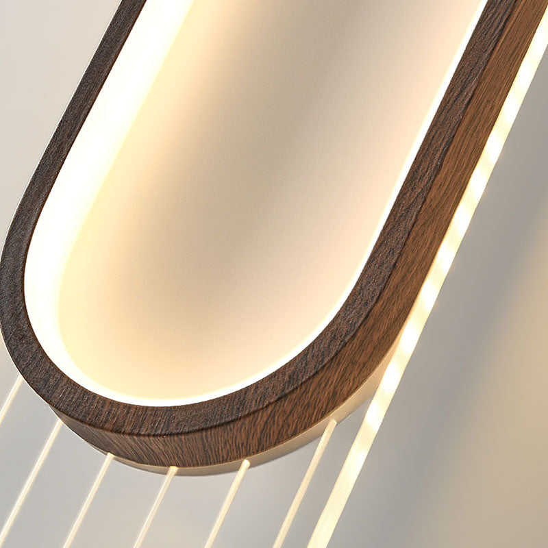 Wood Contemporary Wall Sconce 1-Light Oval Wall Mounted Lighting for Bedroom