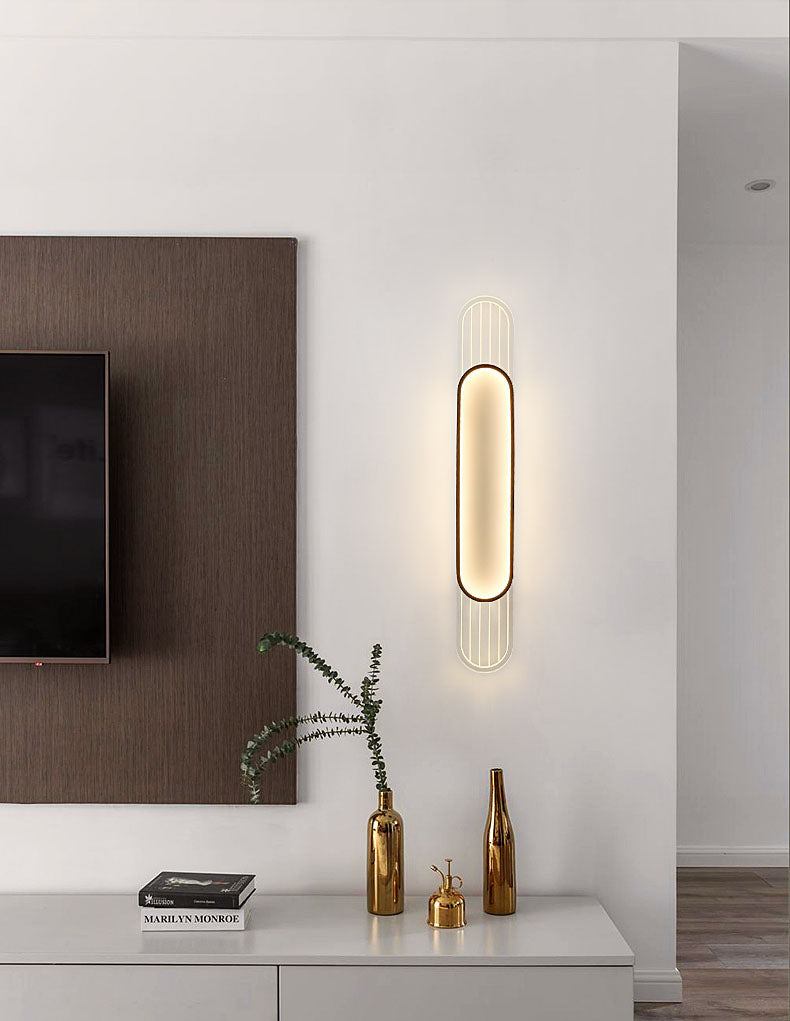Houten eigentijdse muur sconce 1-licht ovale wand gemonteerde verlichting voor slaapkamer