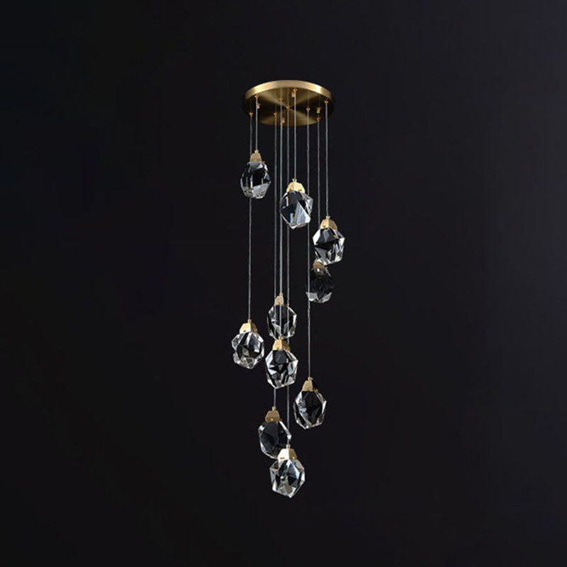 New Modern Gold Tiered Chandelier Light Fixtures Crystal LED Hanging Lamp for Living Room