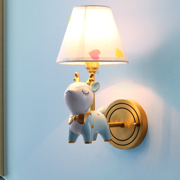 Minimalist Style Wall Sconce Lighting Deer Sconce Light Fixture with Fabric Shade