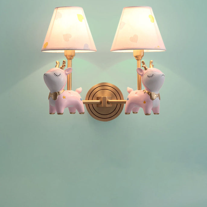 Minimalist Style Wall Sconce Lighting Deer Sconce Light Fixture with Fabric Shade