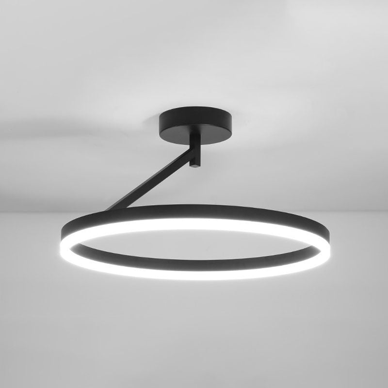 Acrylic Semi Flush Light Fixtures Oval Ring Modern Simplicity Bedroom Ceiling Flush Mount Lights