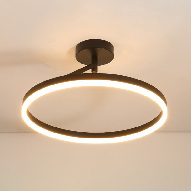Acrylic Semi Flush Light Fixtures Oval Ring Modern Simplicity Bedroom Ceiling Flush Mount Lights