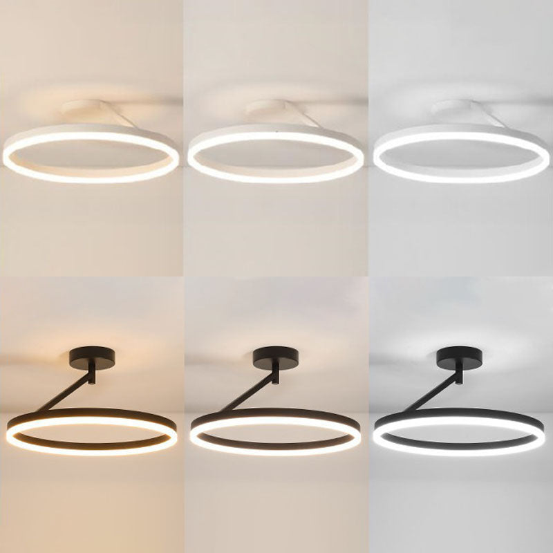 Acrylic Semi Flush Light Fixtures Oval Ring Modern Simplicity Bedroom Ceiling Flush Mount Lights