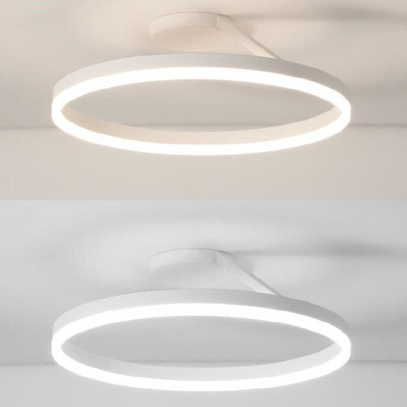 Acrylic Semi Flush Light Fixtures Oval Ring Modern Simplicity Bedroom Ceiling Flush Mount Lights