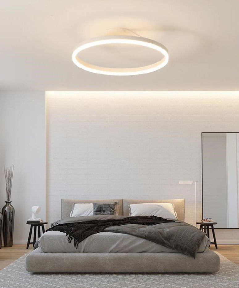Acrylic Semi Flush Light Fixtures Oval Ring Modern Simplicity Bedroom Ceiling Flush Mount Lights