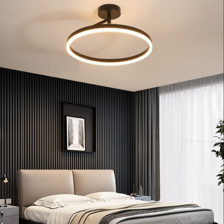 Acrylic Semi Flush Light Fixtures Oval Ring Modern Simplicity Bedroom Ceiling Flush Mount Lights