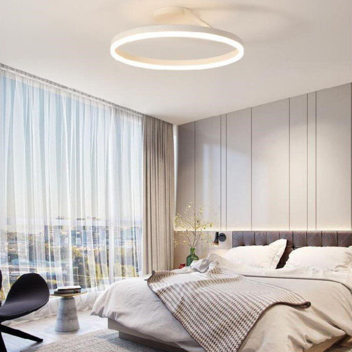 Acrylic Semi Flush Light Fixtures Oval Ring Modern Simplicity Bedroom Ceiling Flush Mount Lights