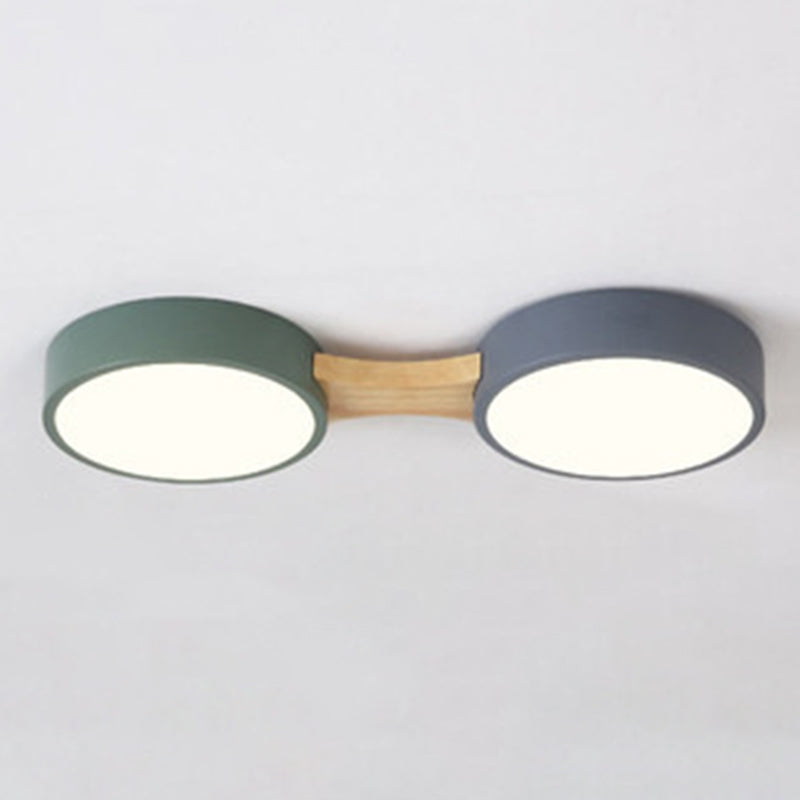 Ronde LED Macaron Plafond Fixture in Modern Creative Style Wooden Flush Mount met Acryl