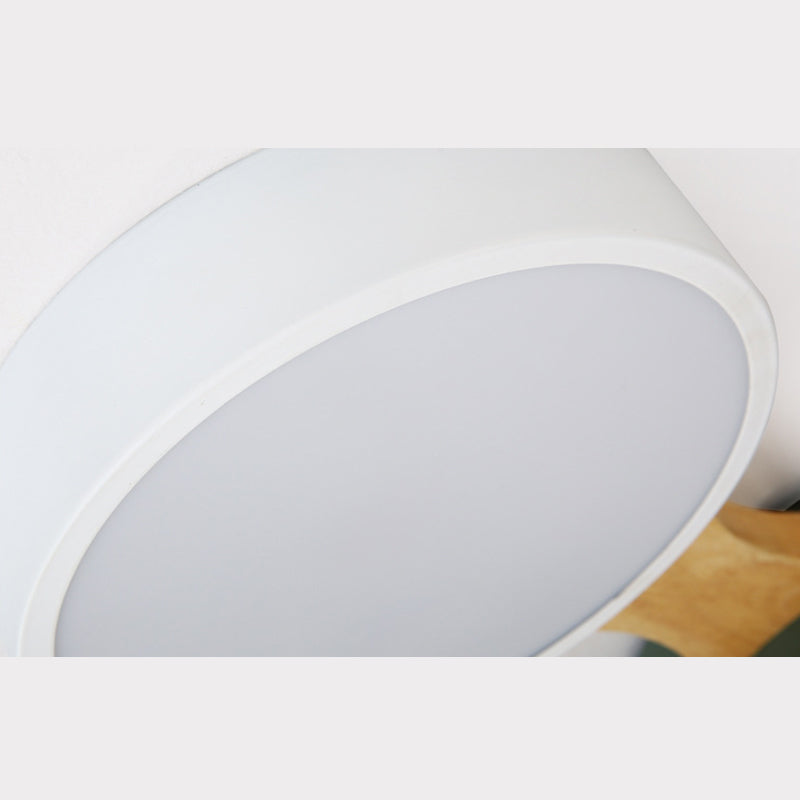 Ronde LED Macaron Plafond Fixture in Modern Creative Style Wooden Flush Mount met Acryl