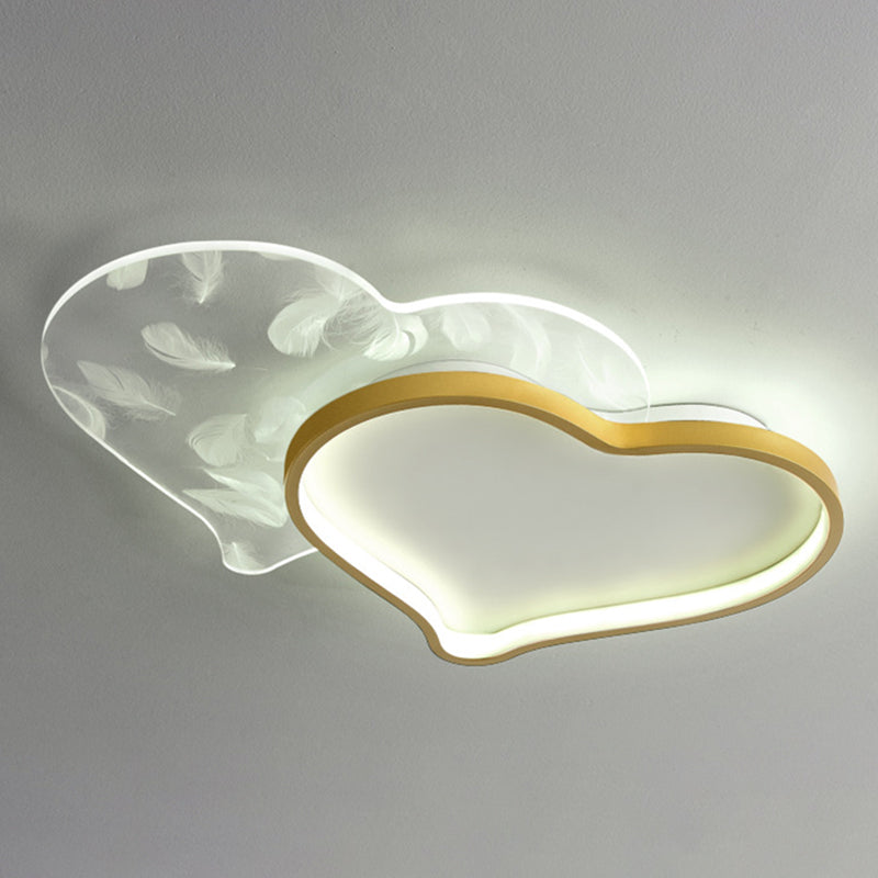 Herz-Unterputz-Deckenleuchte aus Acryl, moderne Einfachheit, Unterputz-Deckenleuchte für Wohnzimmer