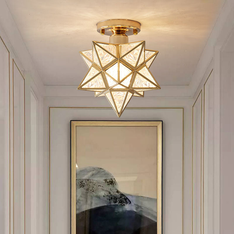 Star Semi-Flush Ceiling Light Traditional Acrylic Ceiling Mount Chandelier for Bedroom