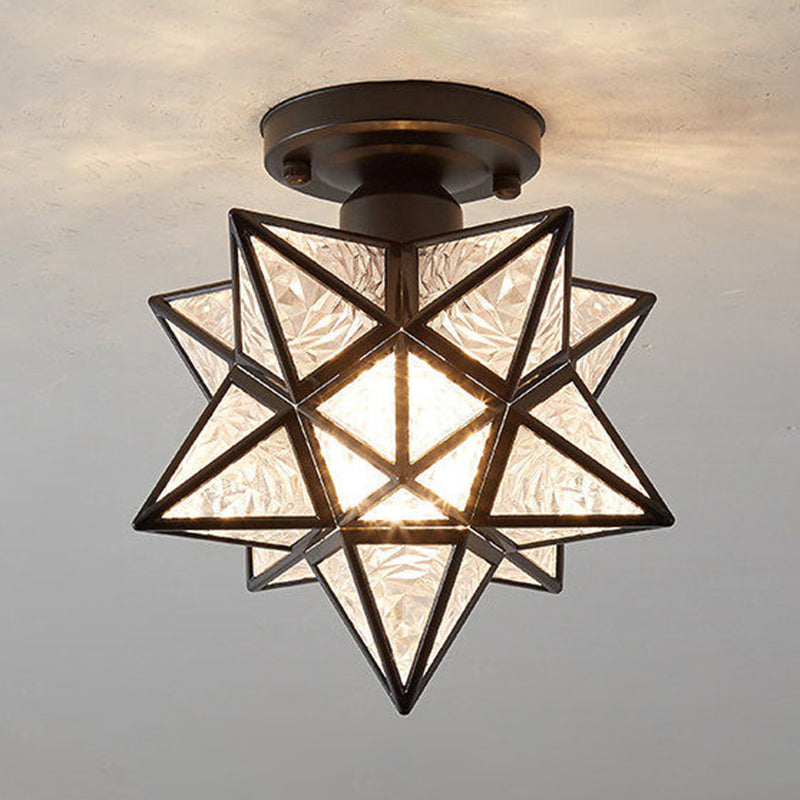 Star Semi-Flush Ceiling Light Traditional Acrylic Ceiling Mount Chandelier for Bedroom