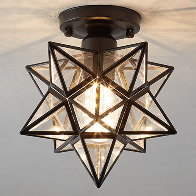 Star Semi-Flush Ceiling Light Traditional Acrylic Ceiling Mount Chandelier for Bedroom