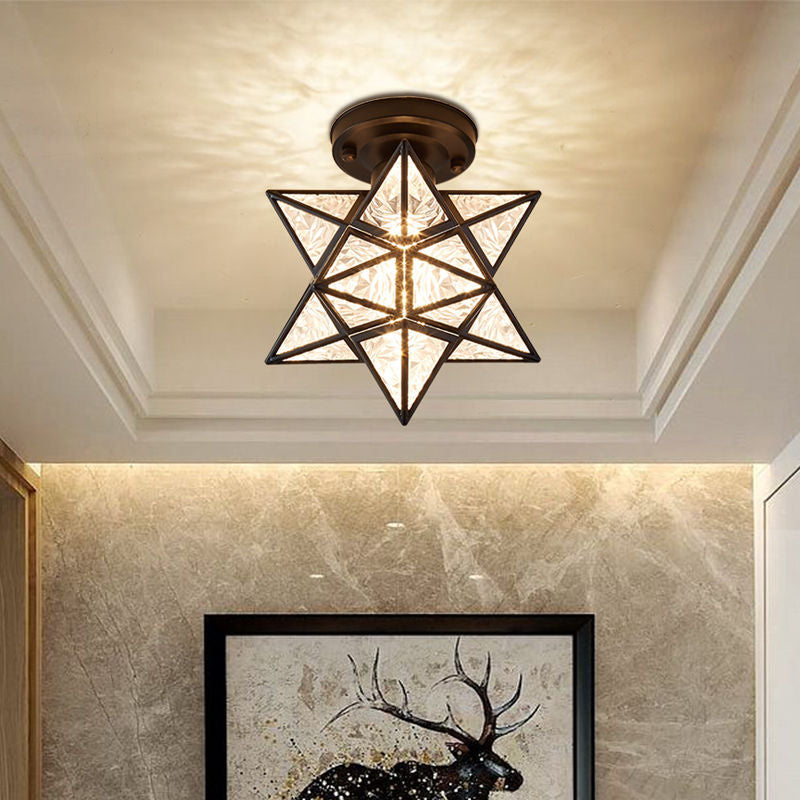 Star Semi-Flush Ceiling Light Traditional Acrylic Ceiling Mount Chandelier for Bedroom