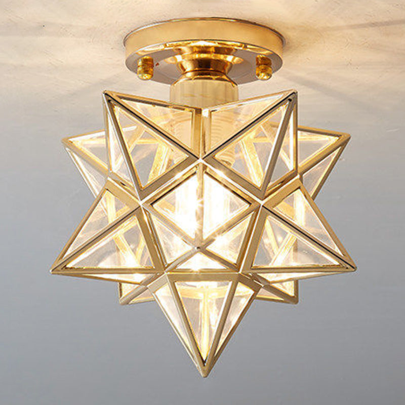 Star Semi-Flush Ceiling Light Traditional Acrylic Ceiling Mount Chandelier for Bedroom