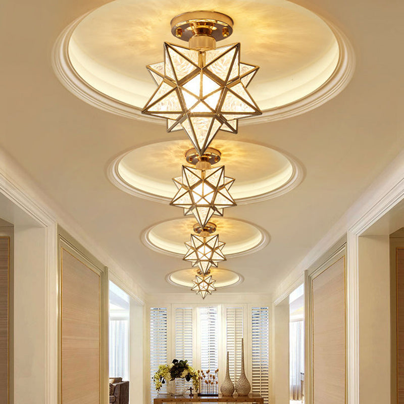 Star Semi-Flush Ceiling Light Traditional Acrylic Ceiling Mount Chandelier for Bedroom
