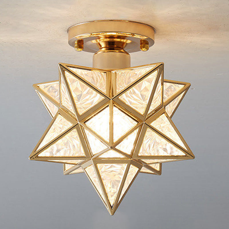 Star Semi-Flush Ceiling Light Traditional Acrylic Ceiling Mount Chandelier for Bedroom