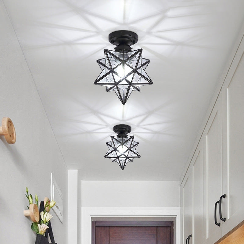 Star Semi-Flush Ceiling Light Traditional Acrylic Ceiling Mount Chandelier for Bedroom