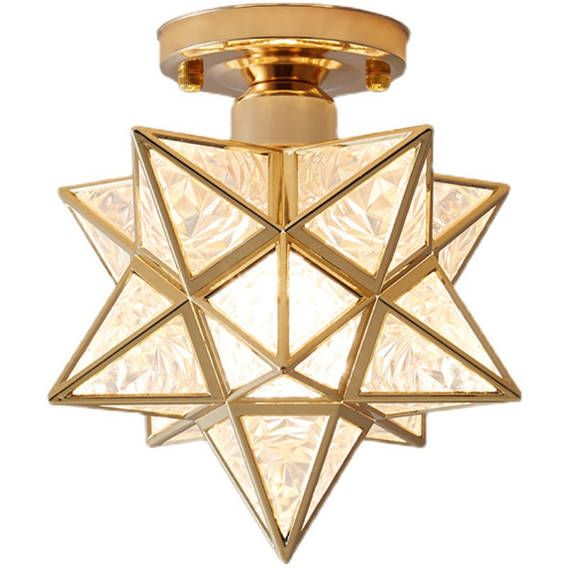 Star Semi-Flush Ceiling Light Traditional Acrylic Ceiling Mount Chandelier for Bedroom