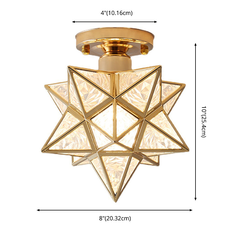 Star Semi-Flush Ceiling Light Traditional Acrylic Ceiling Mount Chandelier for Bedroom