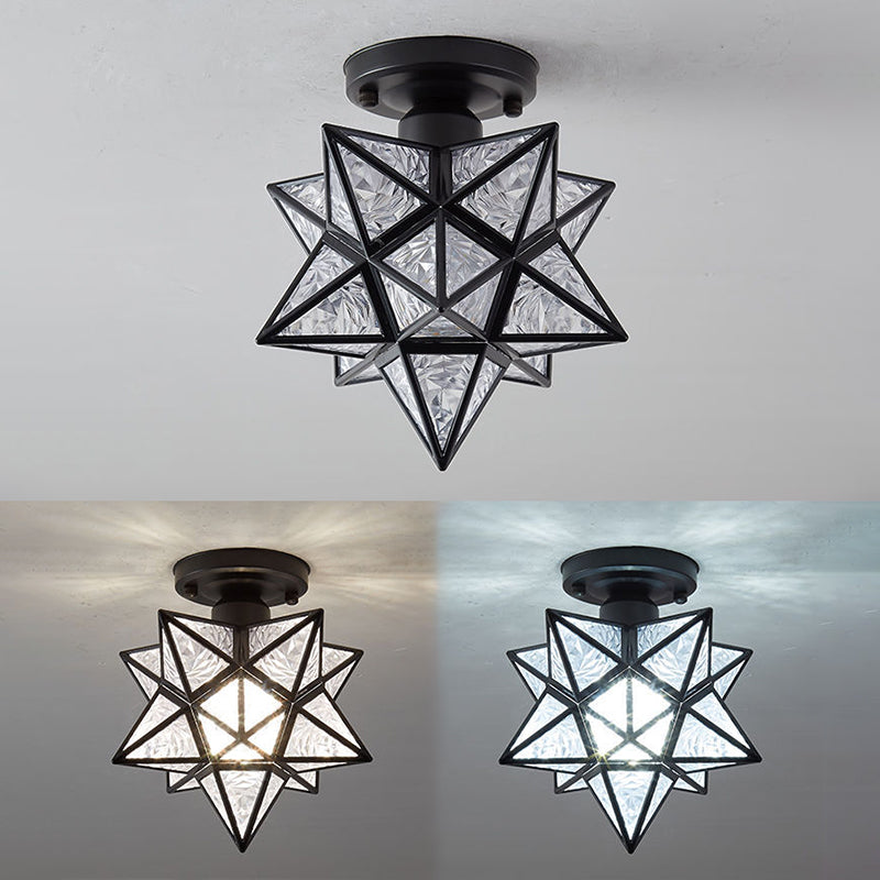 Star Semi-Flush Ceiling Light Traditional Acrylic Ceiling Mount Chandelier for Bedroom