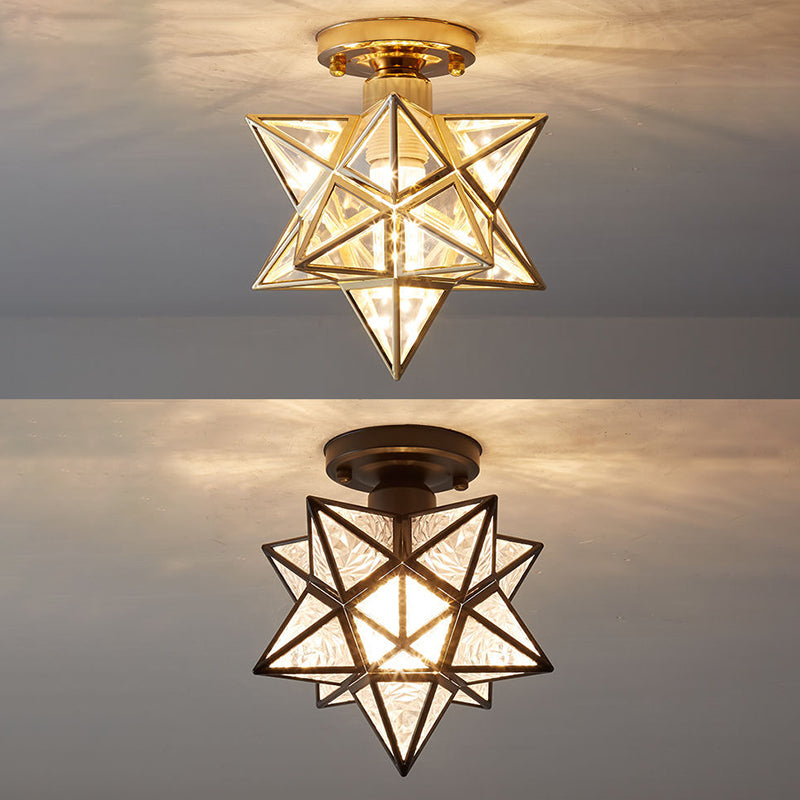 Star Semi-Flush Ceiling Light Traditional Acrylic Ceiling Mount Chandelier for Bedroom