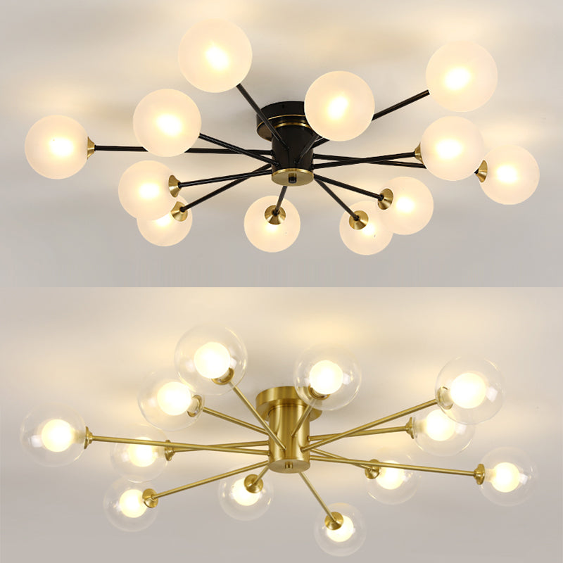 Glass Bubbles Semi-Flush Ceiling Light Nordic Style Semi Flush Mount Ceiling Light