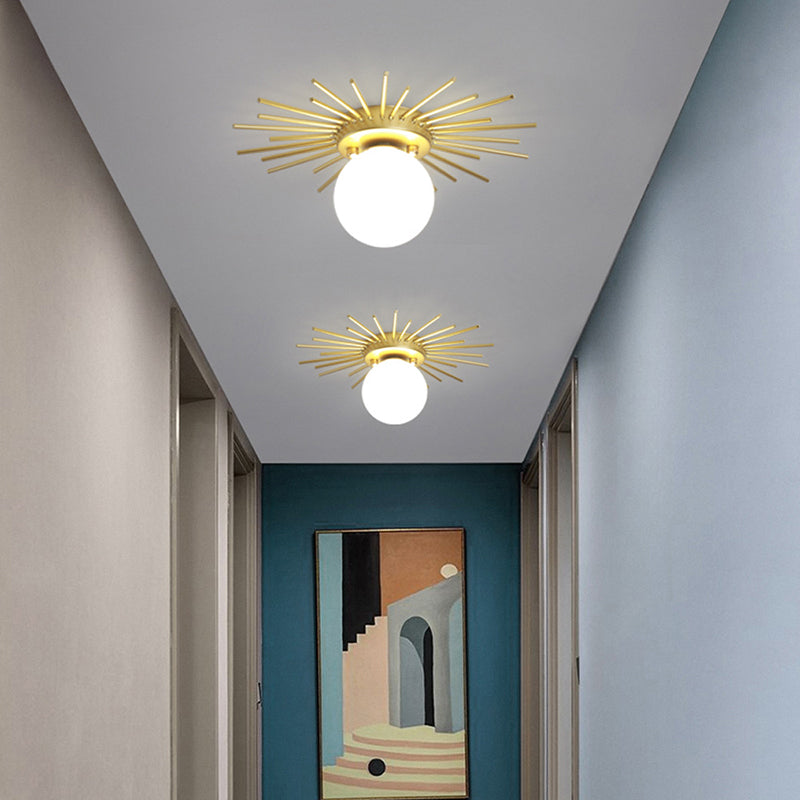 Plafonnier encastré sphérique doré, luminaire de plafond en verre de Style nordique