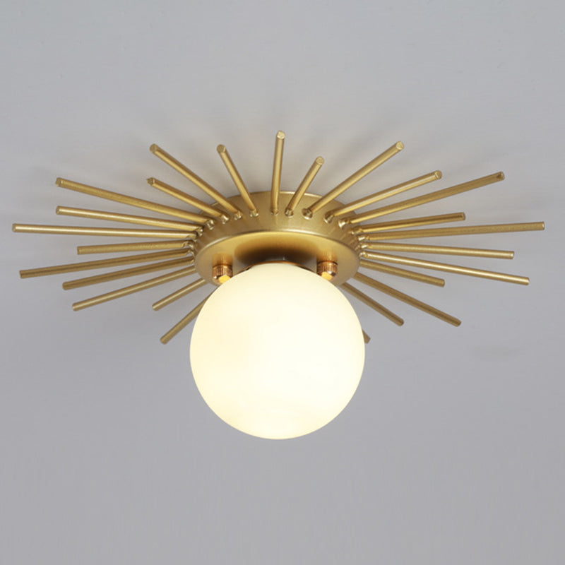 Plafonnier encastré sphérique doré, luminaire de plafond en verre de Style nordique